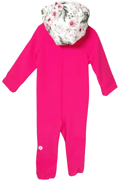 Dětská softshellová kombinéza - kytičky 74/80 s fleecem