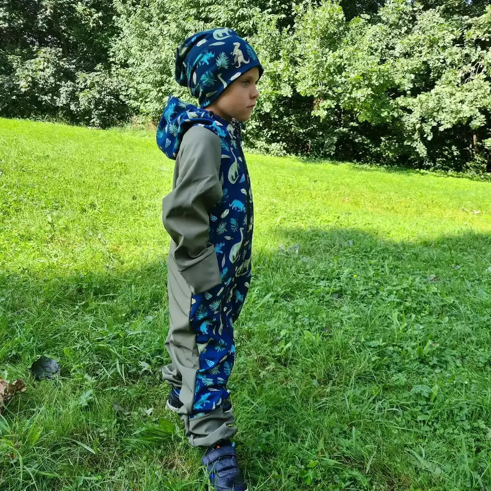 Dětská softshellová kombinéza - dinosauři sklad vel. 92/98