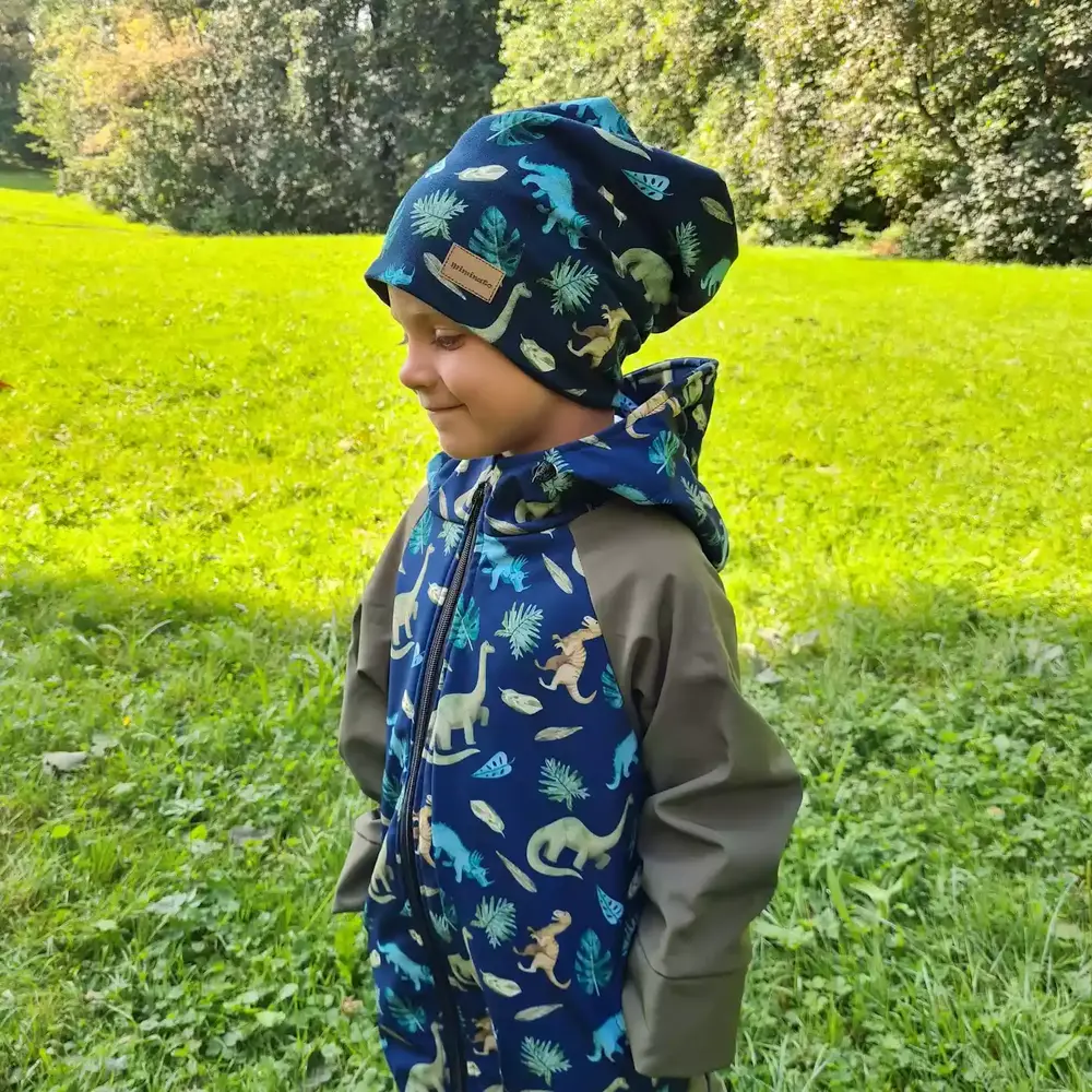 Dětská softshellová kombinéza - dinosauři sklad vel. 92/98