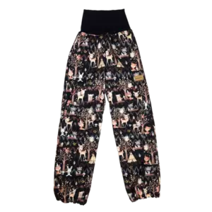 Dětské softshellové kalhoty - lesní zvířátka v týpí