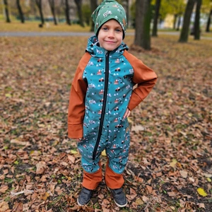 Dětská softshellová kombinéza - Traktor a bagr