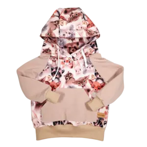 Dětská mikina s kapucí - Zvířátka medvědi ecru