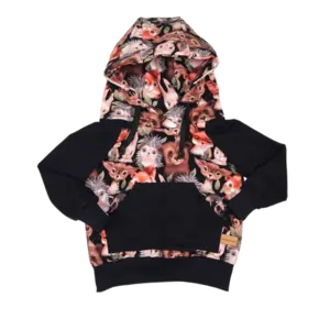 Dětská mikina s kapucí - Zvířátka medvědi černá