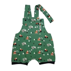 Dětské laclové kalhoty krátké - Traktor a bagr