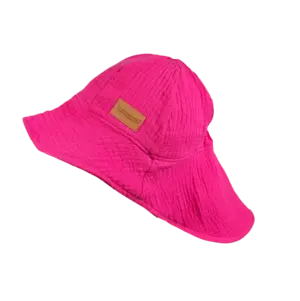 Dětský mušelínový klobouk - malinová