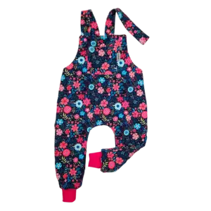 Dětské laclové kalhoty barevné kytičky