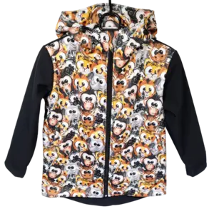 Dětská softshellová bunda crazy animals černá