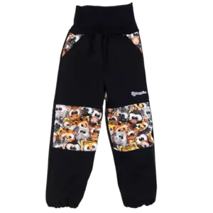 Dětské softshellové kalhoty crazy animals černé