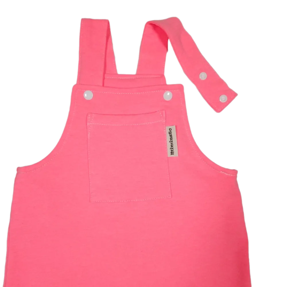 Dětské laclové kalhoty krátké - neonově růžové