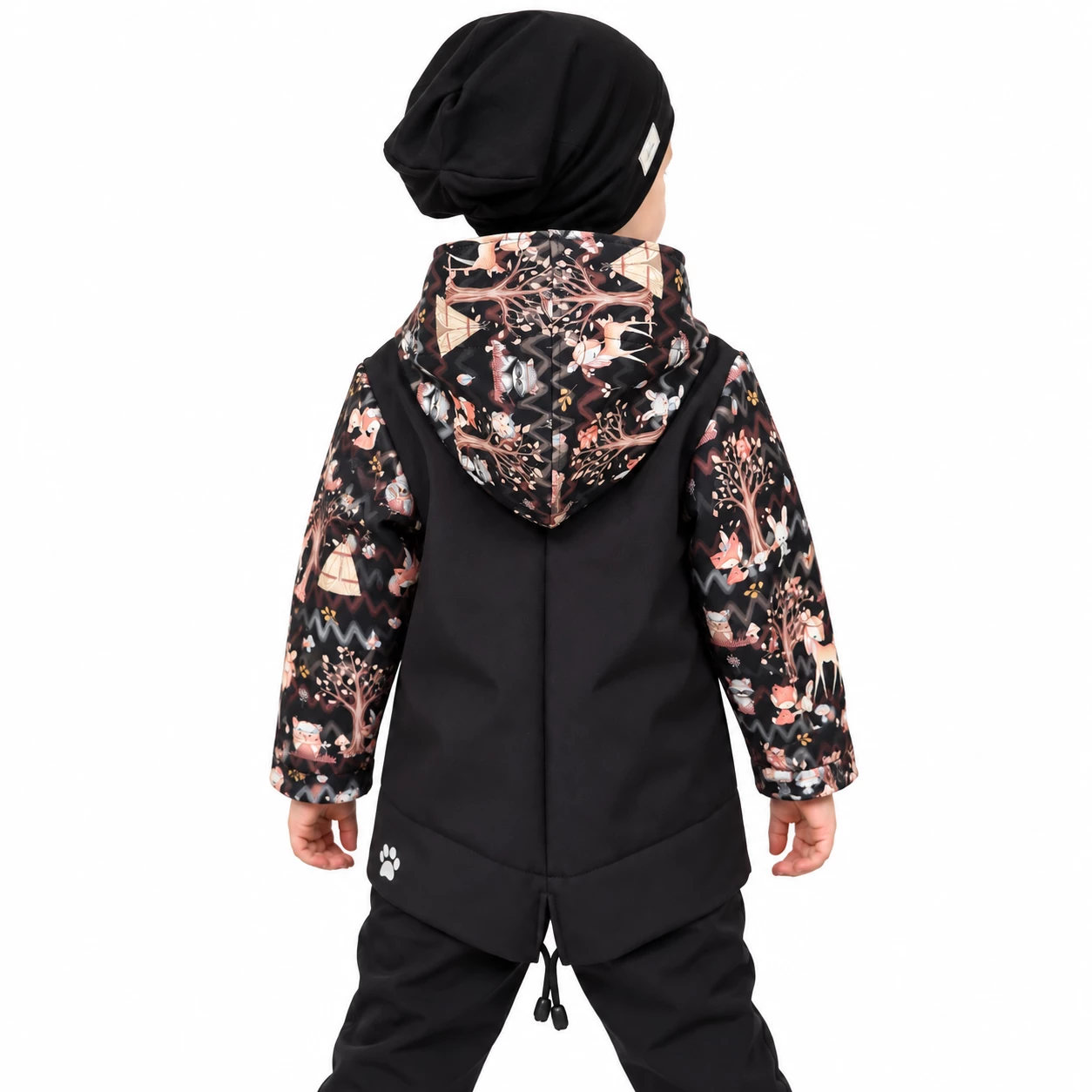 Dětská softshellová bunda "parka"- lesní zvířátka