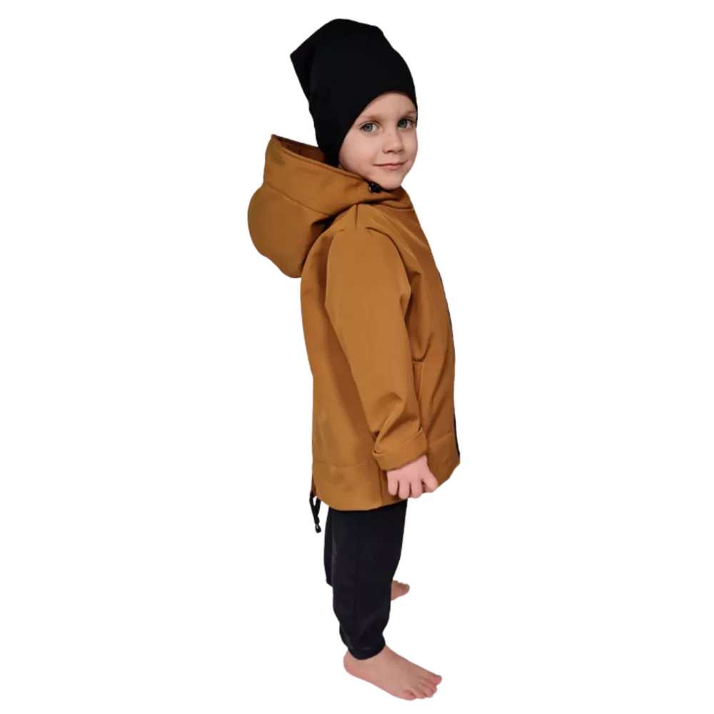 Dětská softshellová bunda "parka"- hnědá