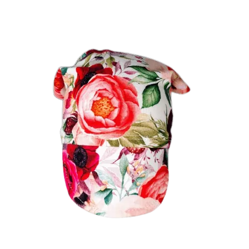 Dětský šátek na hlavu s kšiltem - růže pestrobarevná