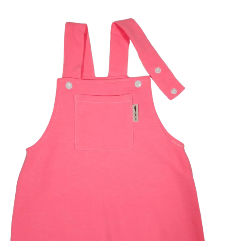 Dětské laclové šaty - neonově růžové