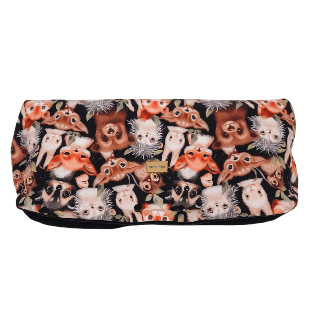 Zimní rukávník ke kočárku - zvířátka medvědi černá