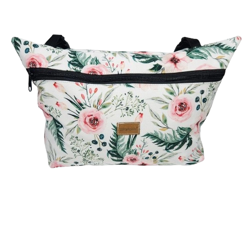 Sada na kočárek - rukávník, taška, nepadací dečka růže v kapradí