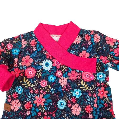 Zavinovací kojenecká mikina "kabátek" - luční kvítí s volánky