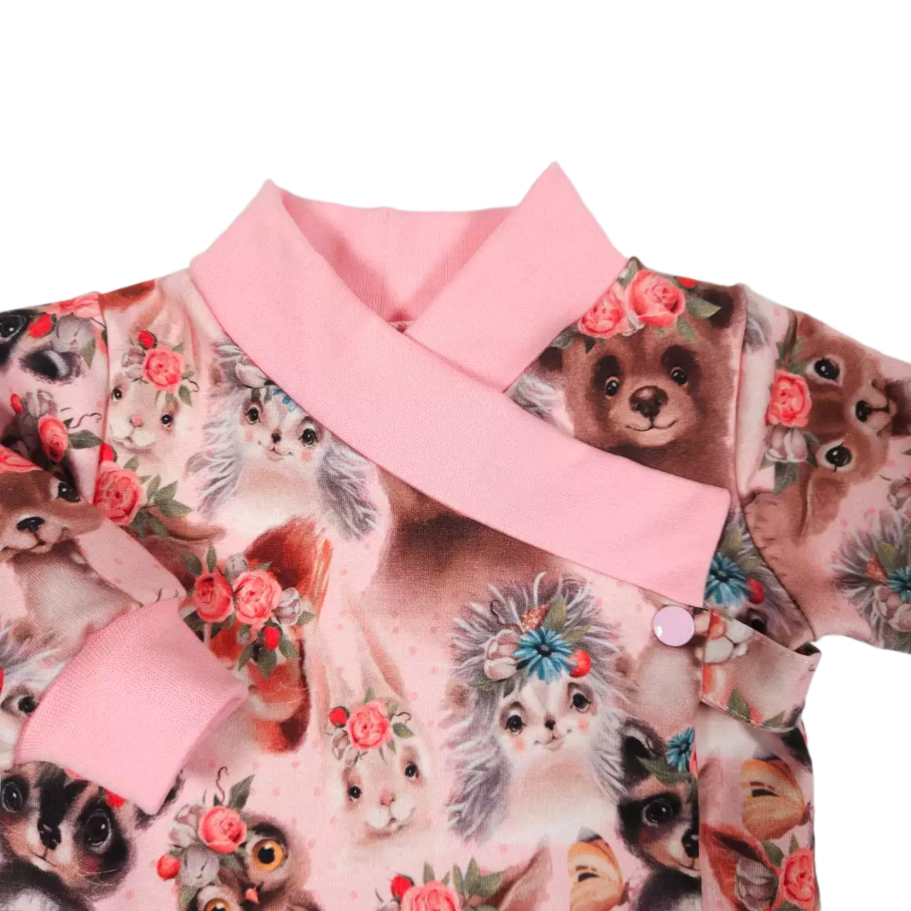 Zavinovací kojenecká mikina "kabátek" -  zvířátka medvědi holčičky s volánky