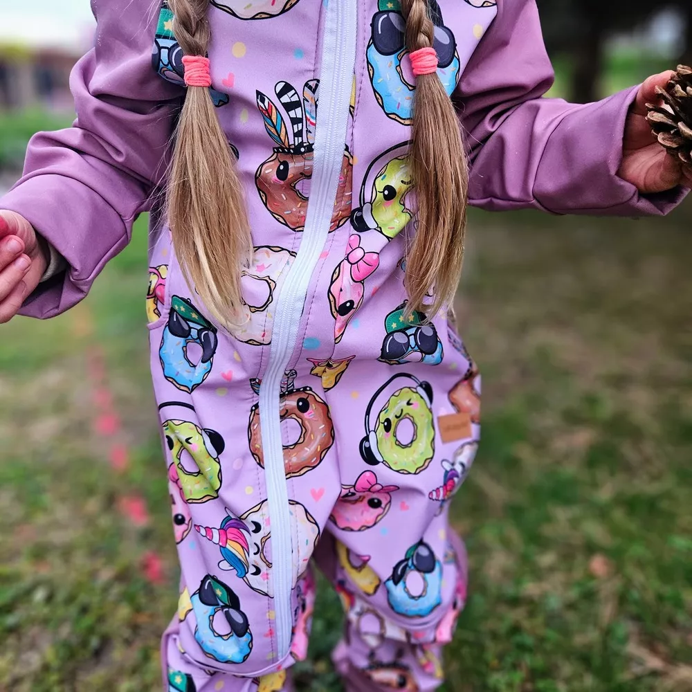 Dětská softshellová kombinéza - party donuts
