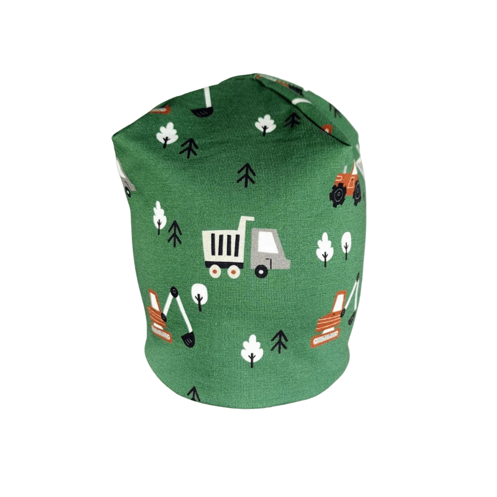 Dětská klasická čepice - Traktor a bagr