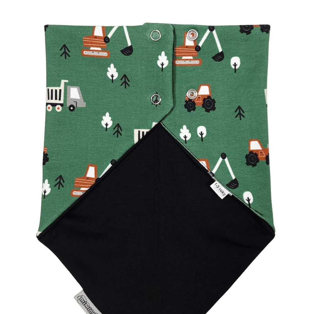 Dětský nákrčník s patentky - Traktor a bagr