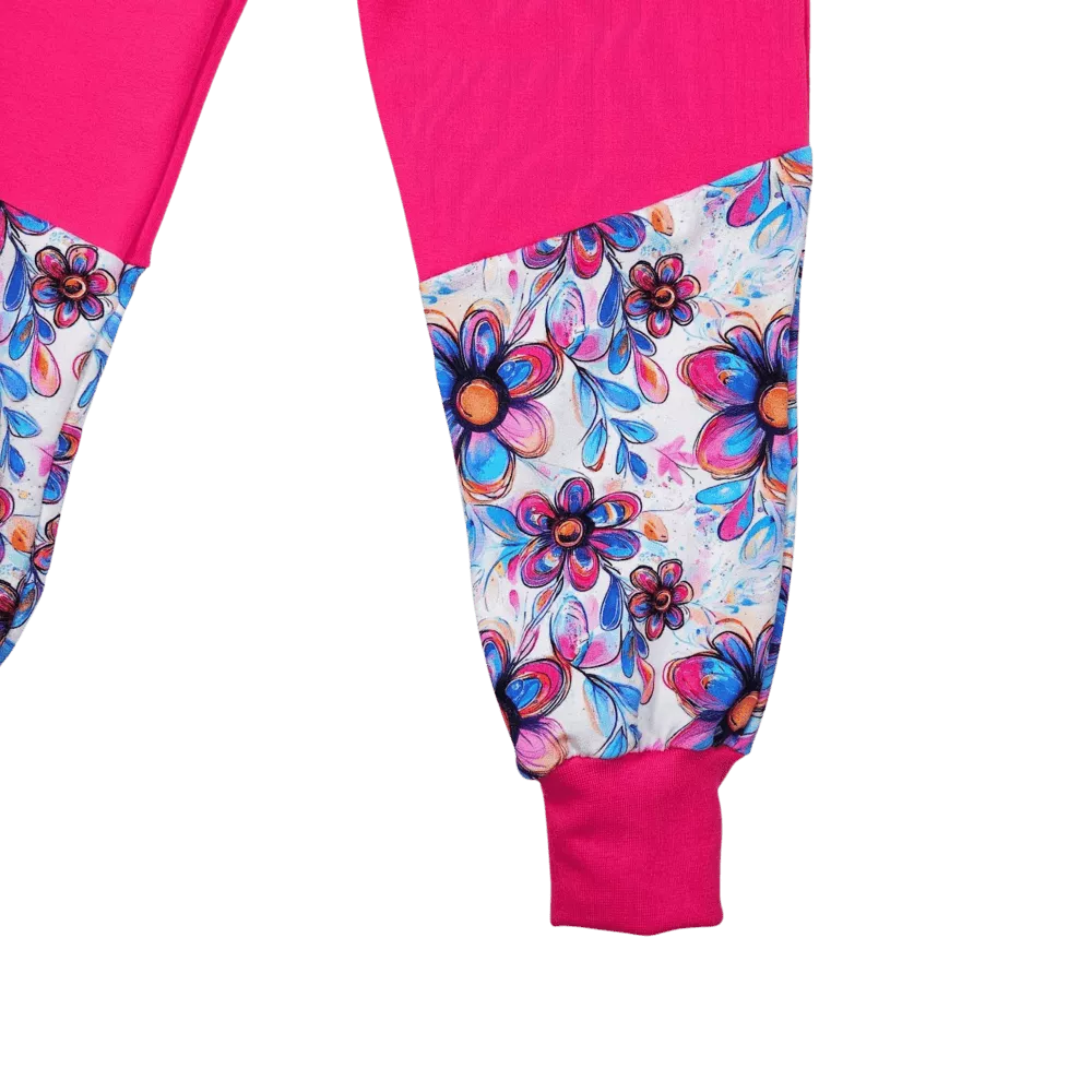 Dětské tepláky - pastelové květy