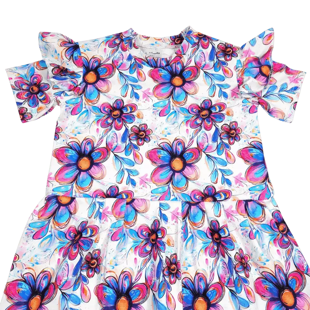 Dětské šaty s volánkama - pastelové květy