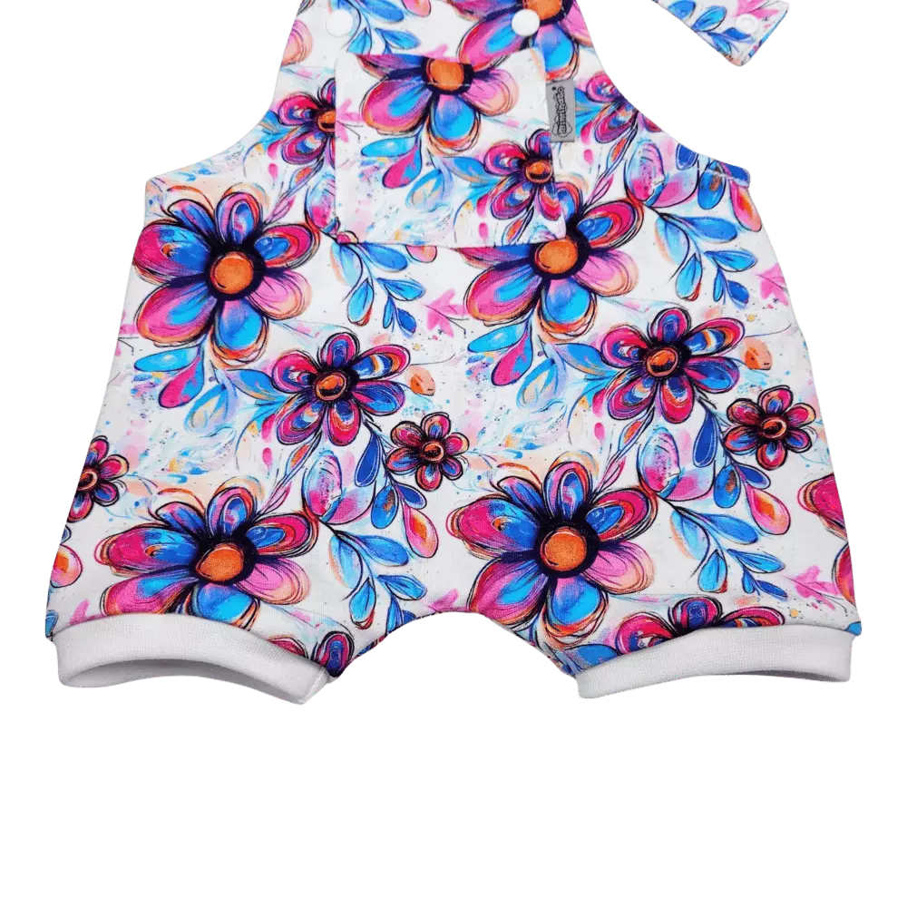 Dětské laclové kraťasy - pastelové květy
