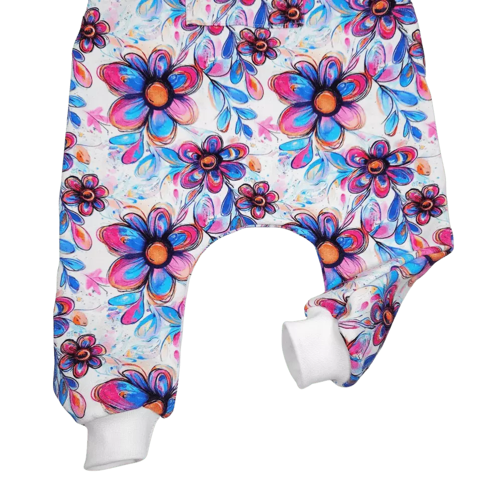 Dětské laclové kalhoty - pastelové květy