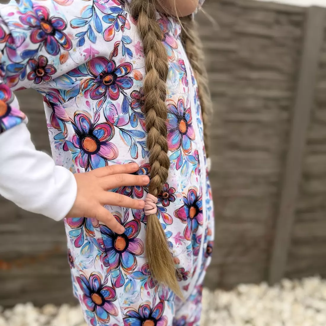 Dětský rostoucí teplákový overal - pastelové květy