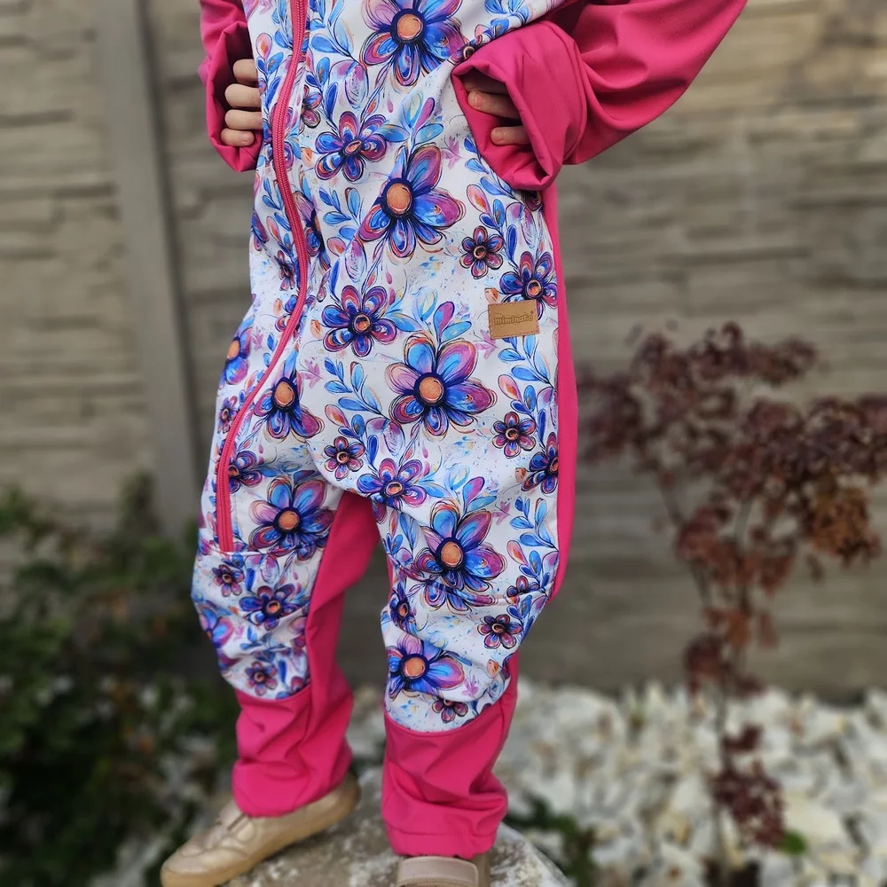 Dětská softshellová kombinéza - Pastelové květy