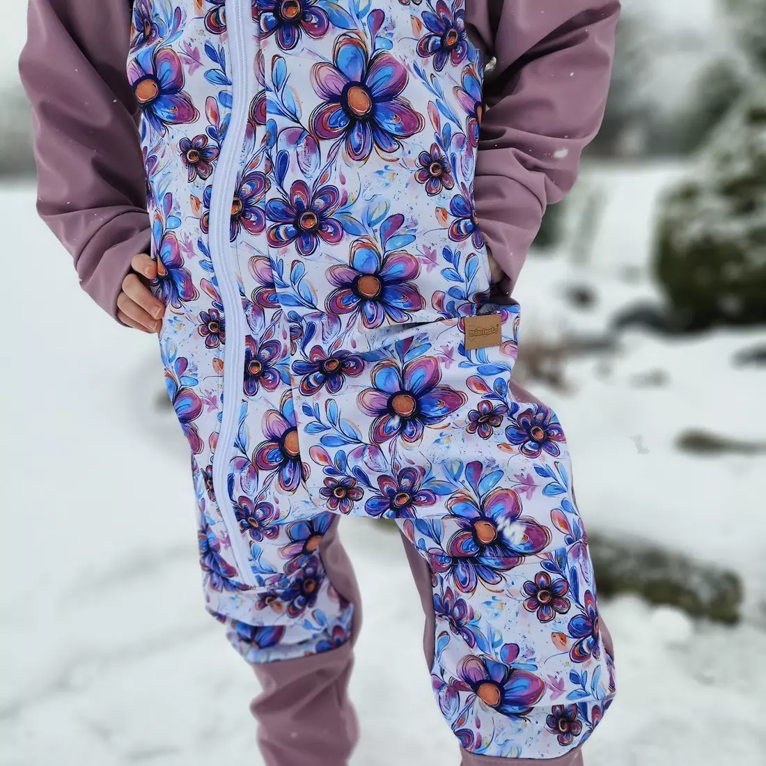 Dětská softshellová kombinéza - Pastelové květy lila