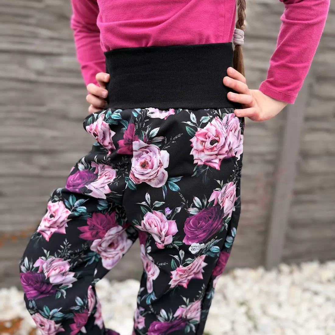 Dětské softshellové kalhoty - Růže černá