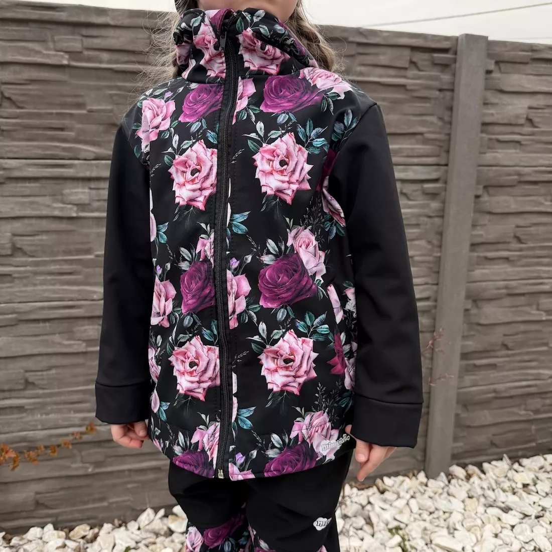 Dětská softshellová bunda - Růže černá
