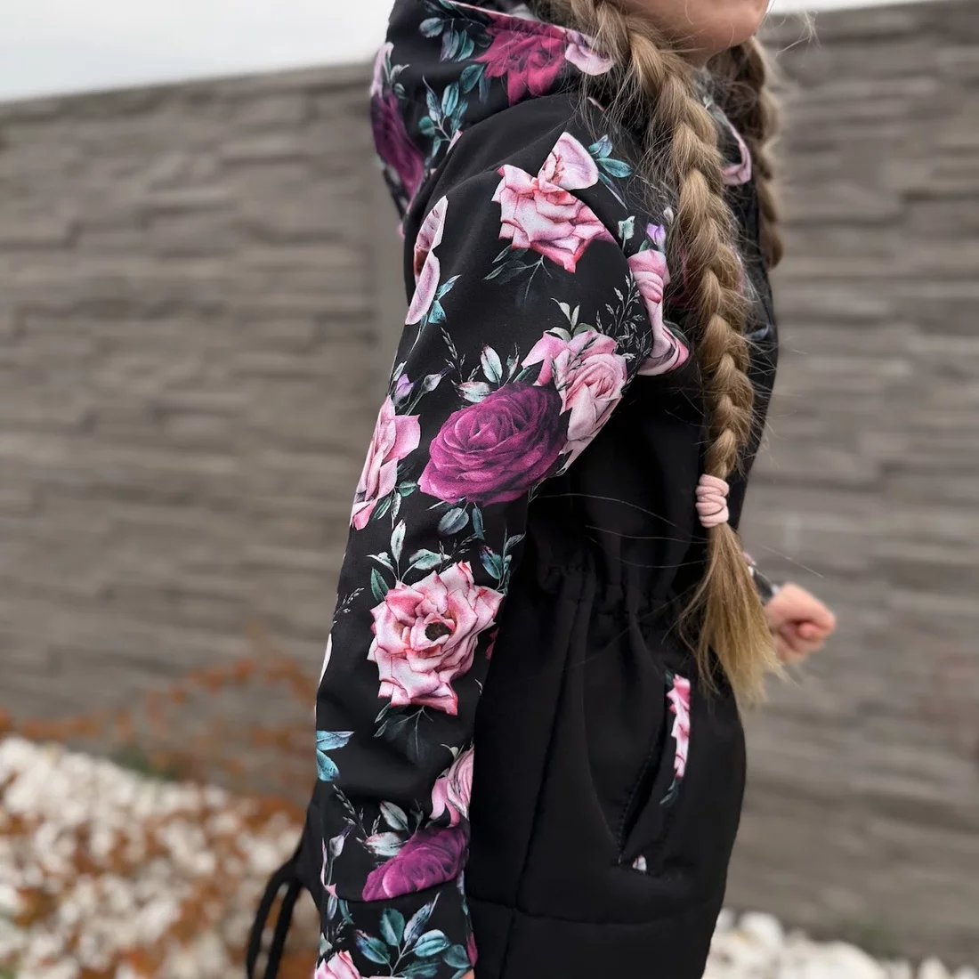 Dětská softshellová parka - Růže černá