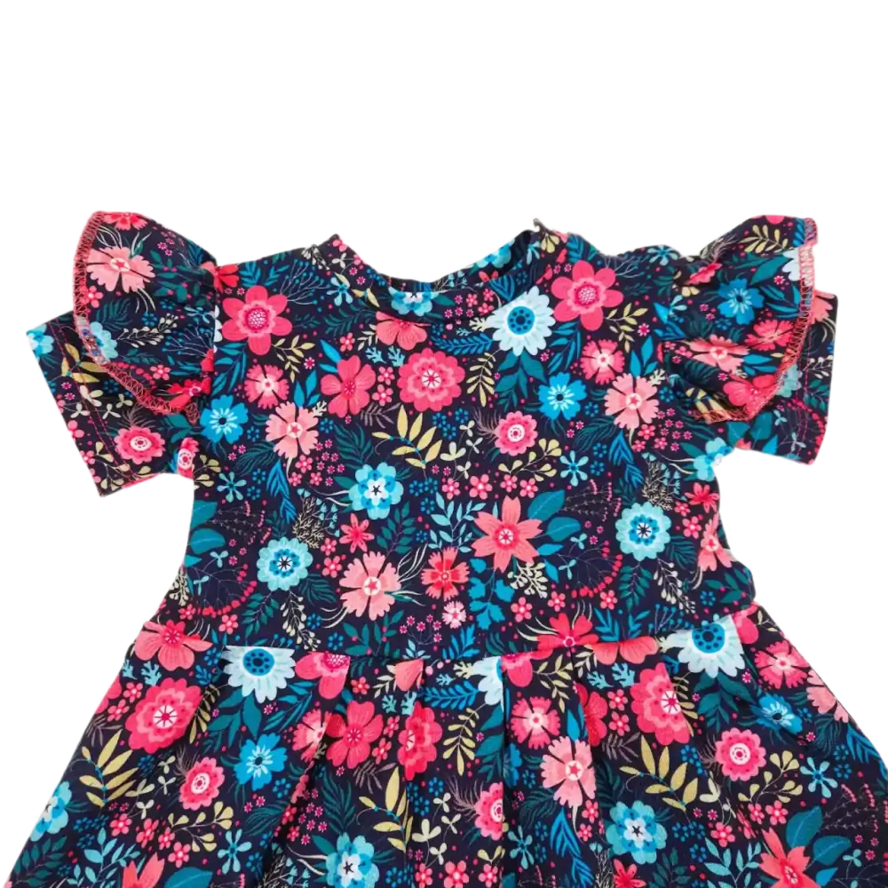 Dětské šaty s volánkama barevné kytky