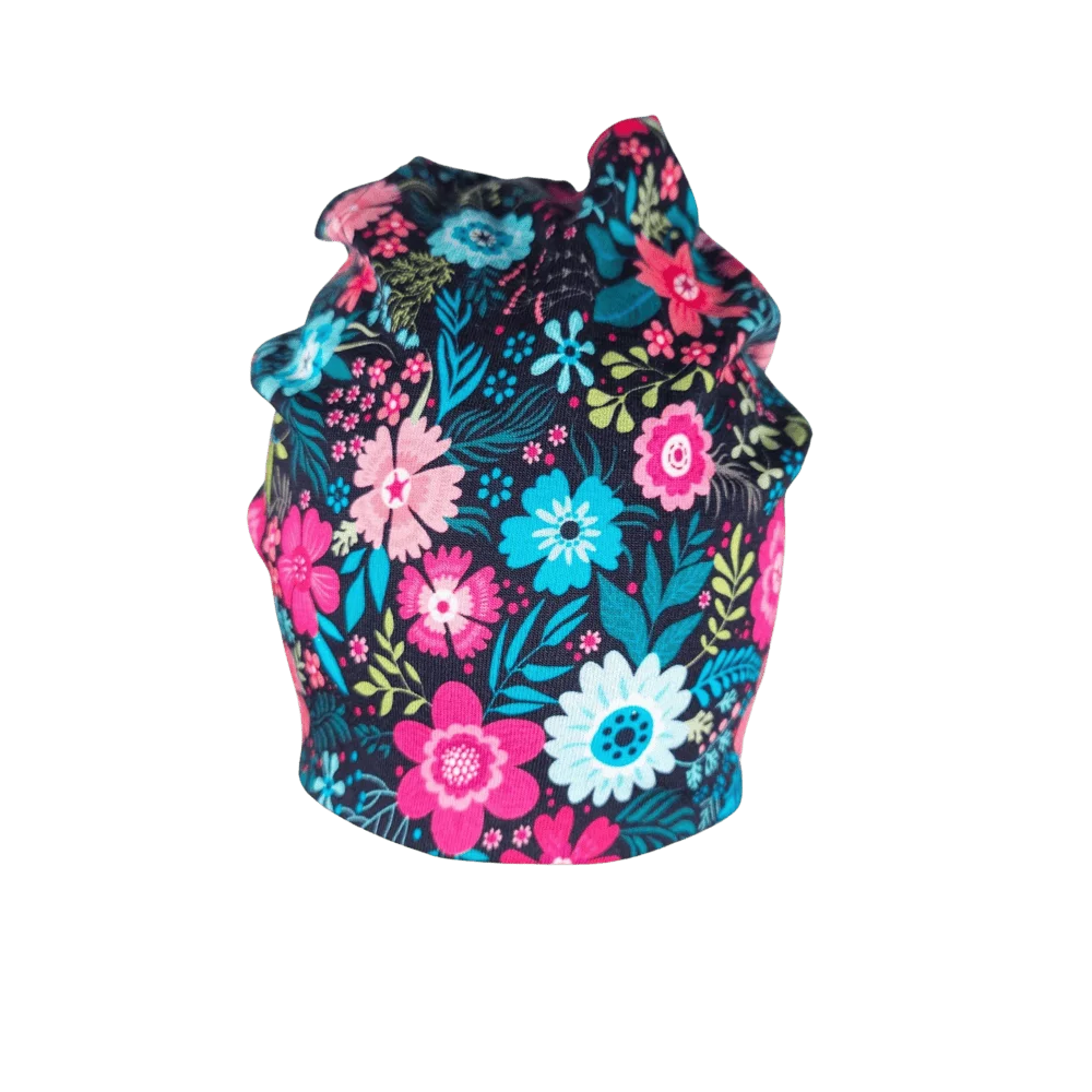 Dětská homeless čepice barevné kytičky