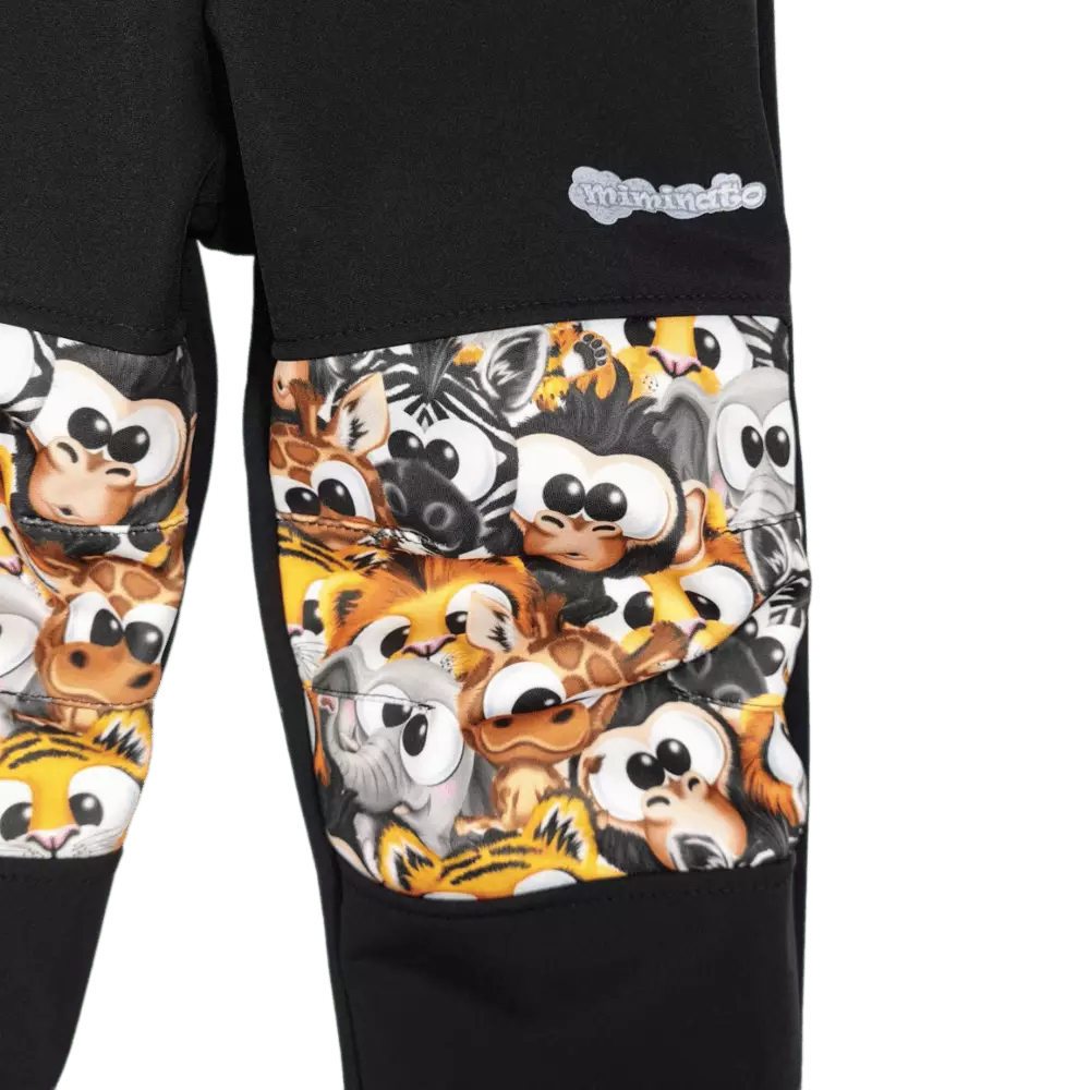 Dětské softshellové kalhoty crazy animals černé