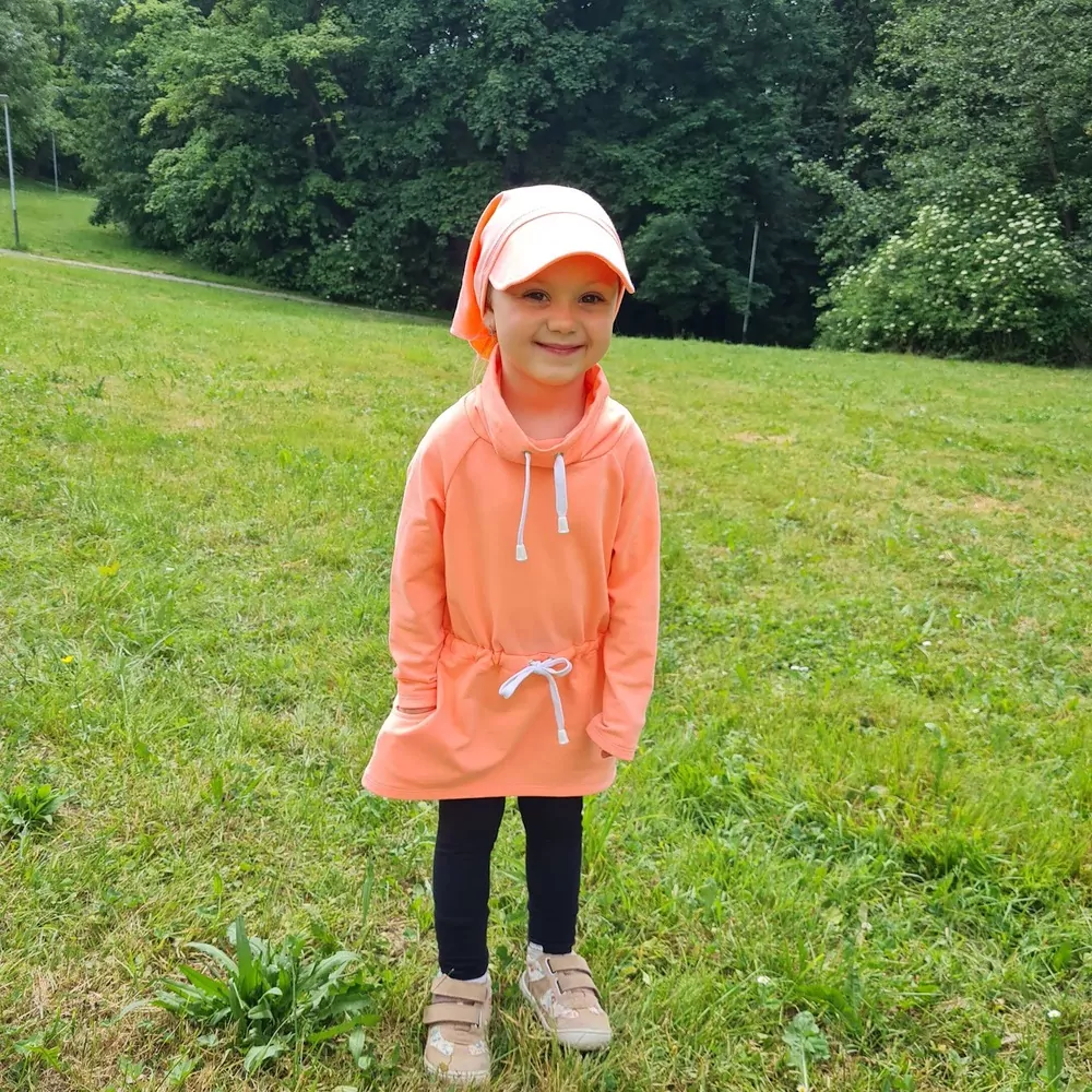 Dívčí mikina "parka" - neonově oranžová