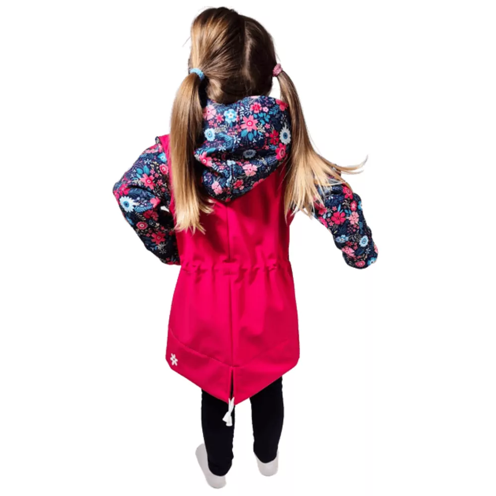 Dětská softshellová parka - barevné kytičky