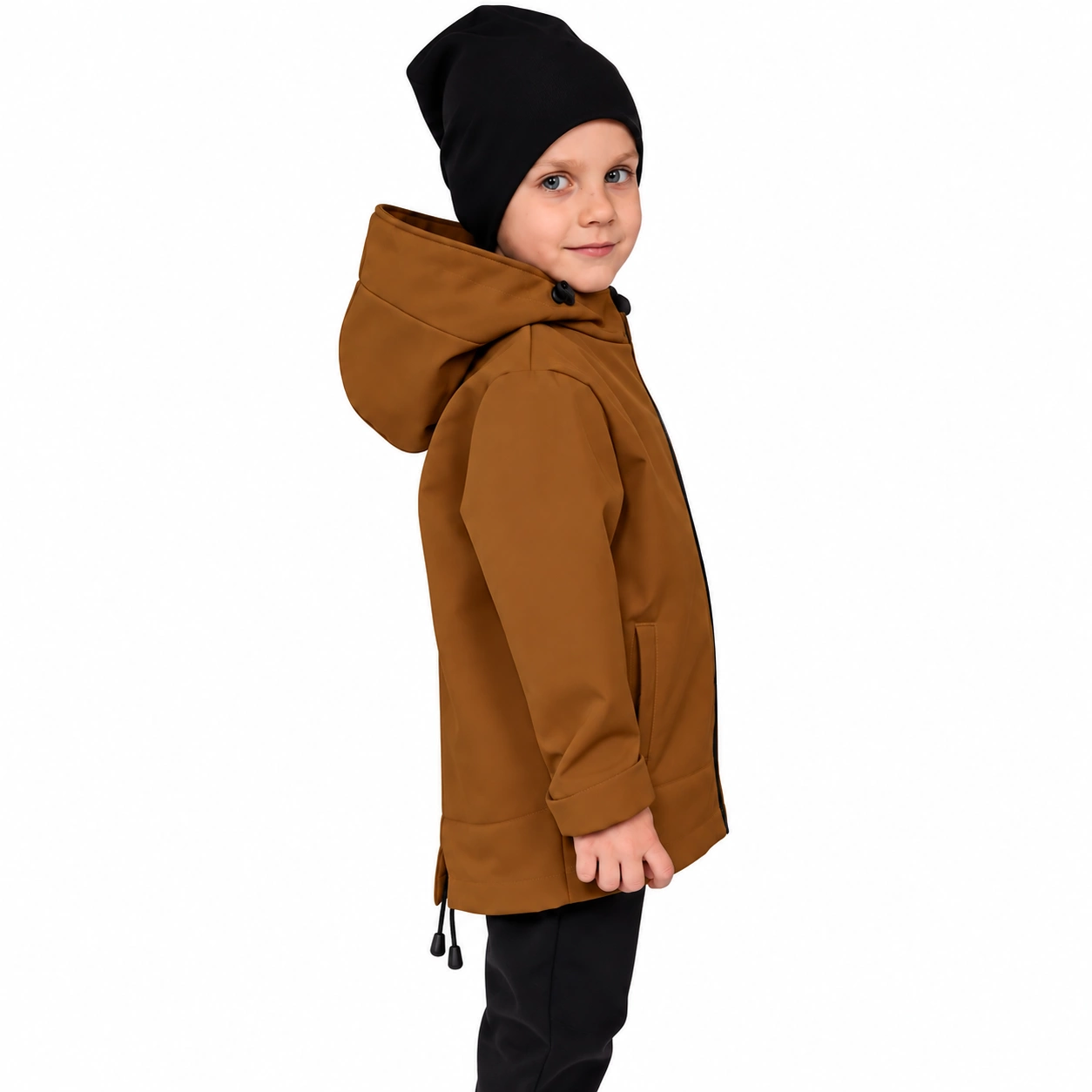 Dětská softshellová bunda "parka"- hnědá