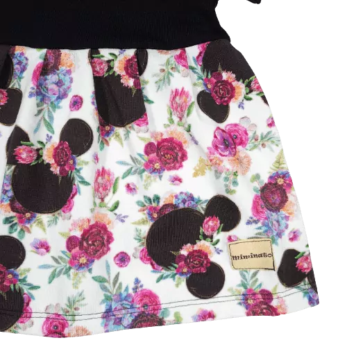 Dětské šaty s volánkama - Mickey s kytičkami