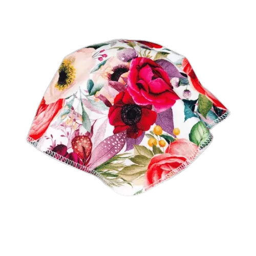 Dětský šátek na hlavu s kšiltem - růže pestrobarevná