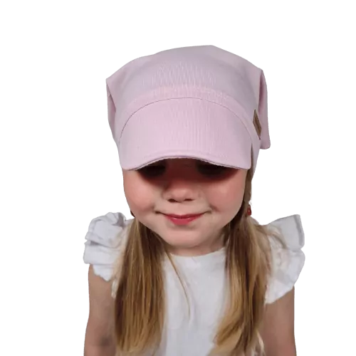 Dětský šátek na hlavu s kšiltem - baby pink