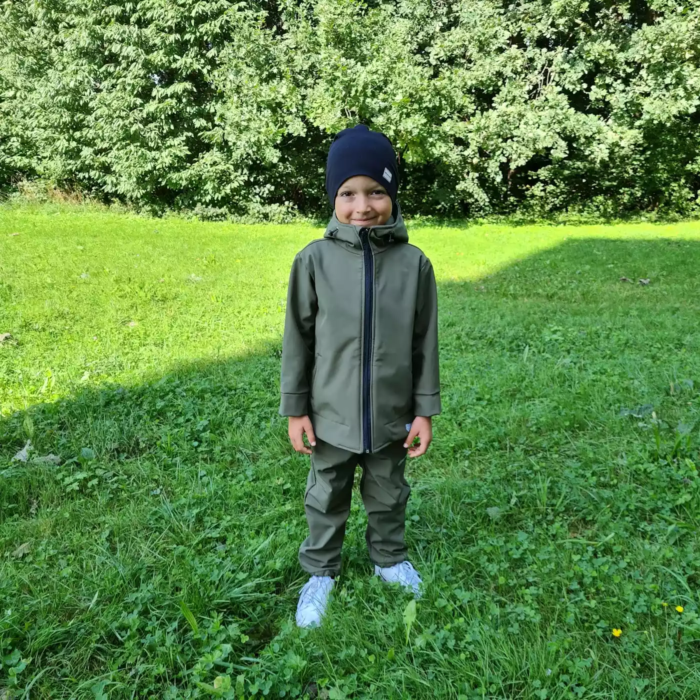 Dětské softshellové kalhoty zelená khaki