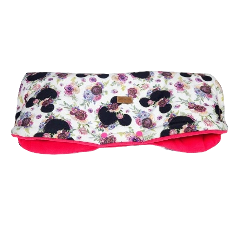 Sada na kočárek - rukávník, taška, nepadací dečka Mickey s kytičkami