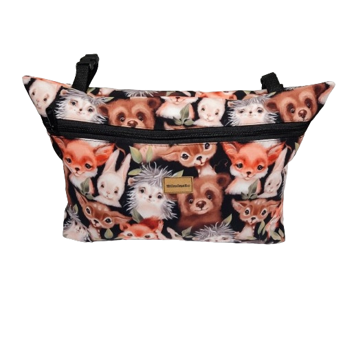 Sada na kočárek - rukávník, taška, nepadací dečka zvířátka medvědi černá