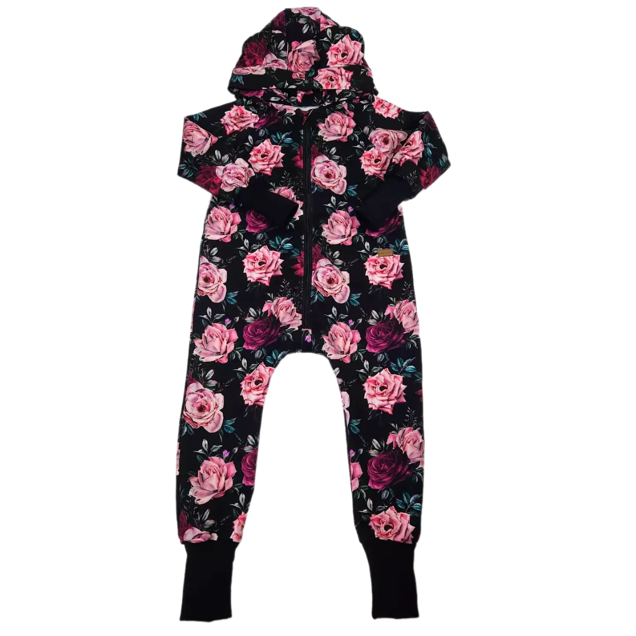Dětský rostoucí teplákový overal - růže černá