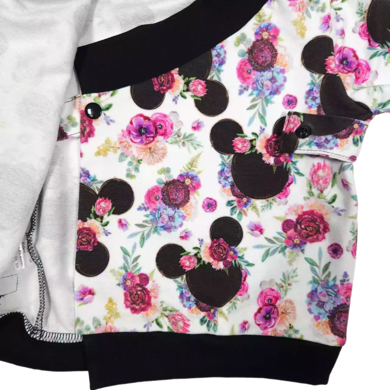Zavinovací kojenecká mikina "kabátek" - Mickey s kytičkami