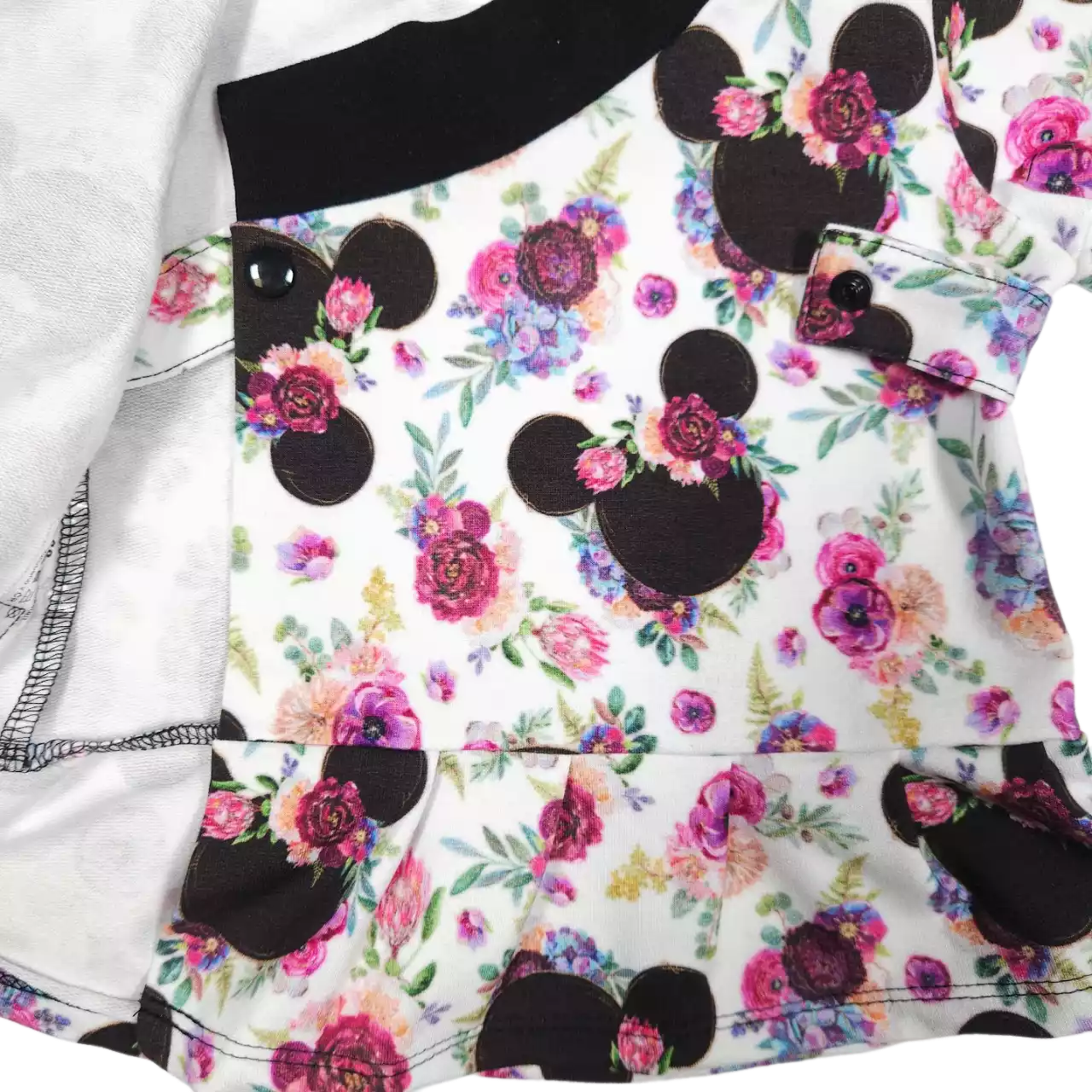 Zavinovací kojenecká mikina "kabátek" - Mickey s kytičkami s volánky