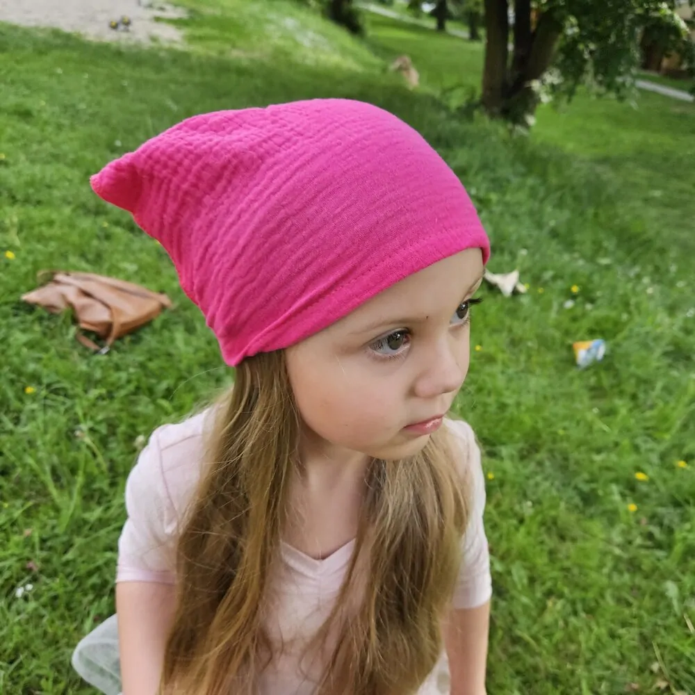Dětský mušelínový šátek - malinová